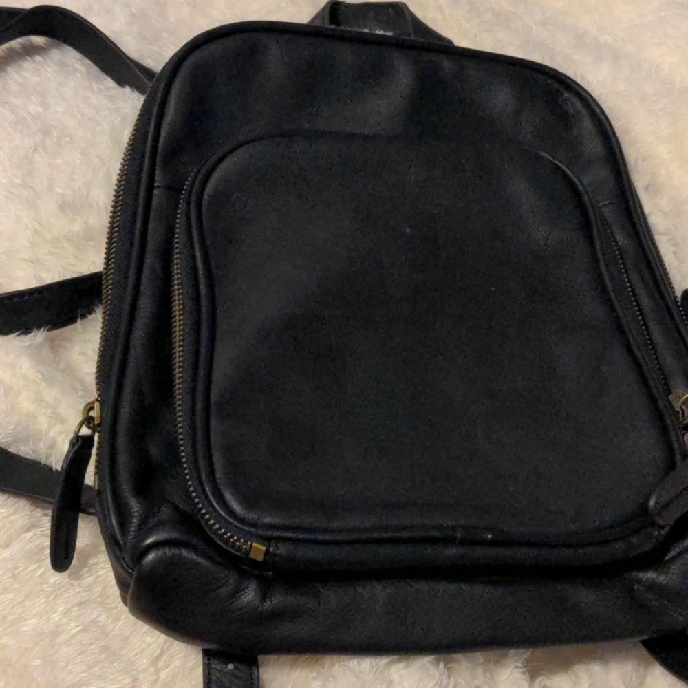 Margot Black Leather Backpack Purse